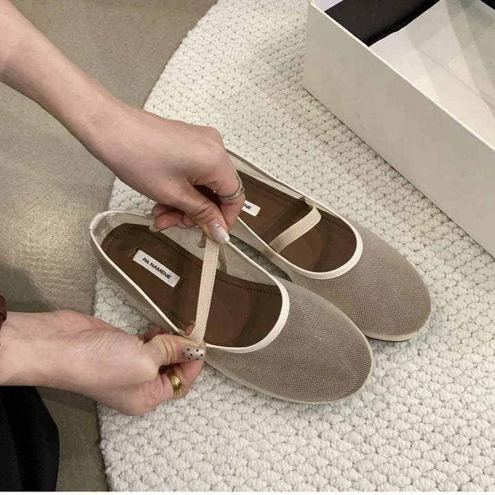 Lightweight Women’s Mary Jane Flats - Shallow Mesh, Casual