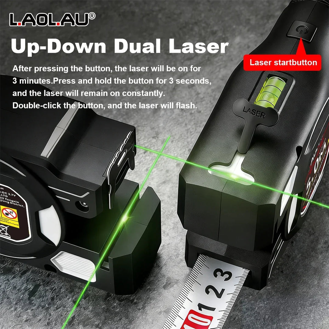 LAOLAU 2-in-1 Laser Tape Measure 5M/16FT – Type-C Rechargeable Class II Laser Auto-Lock Tool 2026