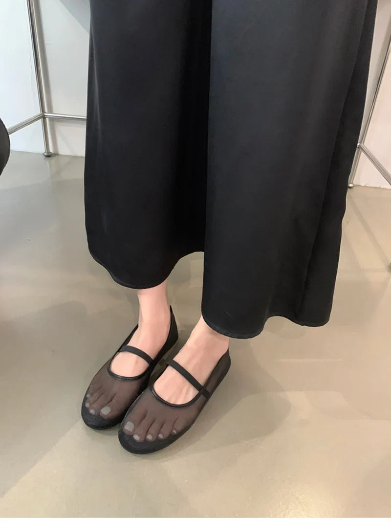 Lightweight Women’s Mary Jane Flats - Shallow Mesh, Casual