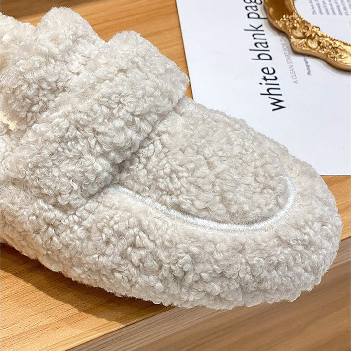 Plush Slip-On Shoes with Non-Slip Sole for Comfort and Style, Warm Indoor Footwear, Lightweight Casual Shoes
