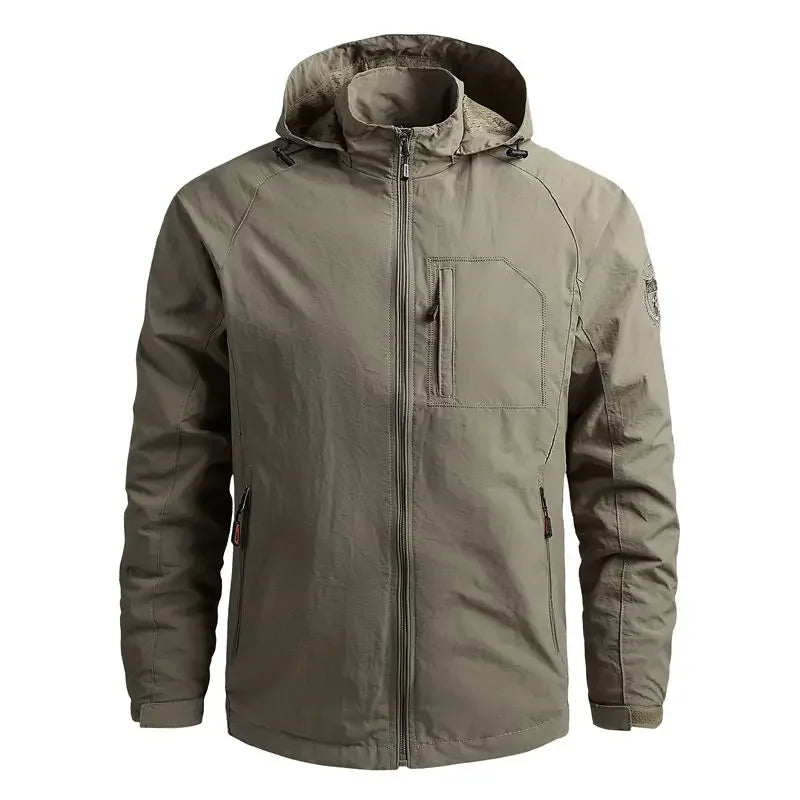 Waterproof Men Jacket- Hooded Windbreaker Polyester Camping
