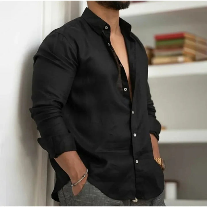 Lightweight Linen Beach Shirt for Men, Breathable Summer Casual Wear, Relaxed Fit