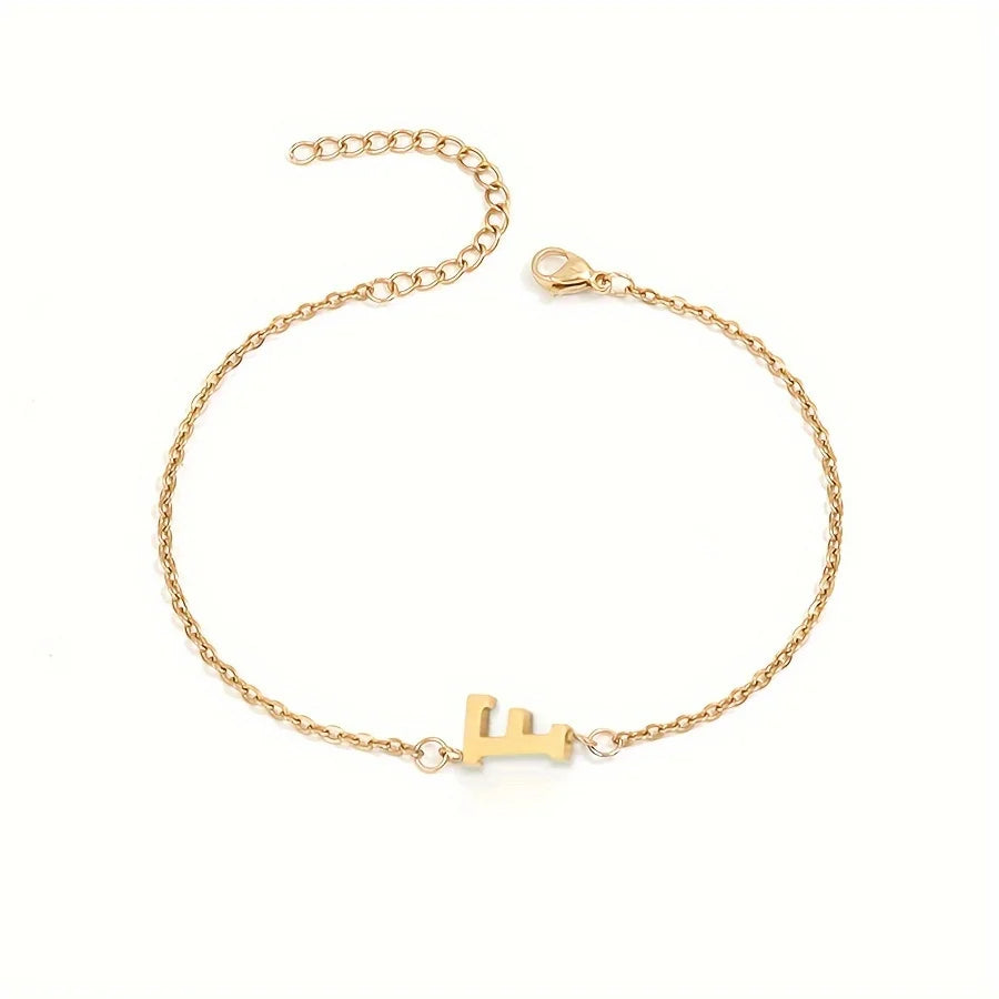 Initial Letter Bead Bracelet Thin Chain Minimalist Elegant