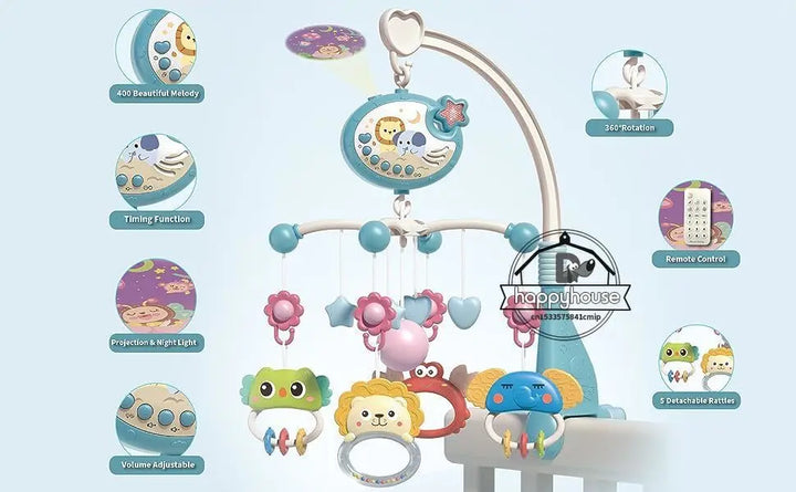 Crib Mobile Remote Music Light Newborn Sensory Toys