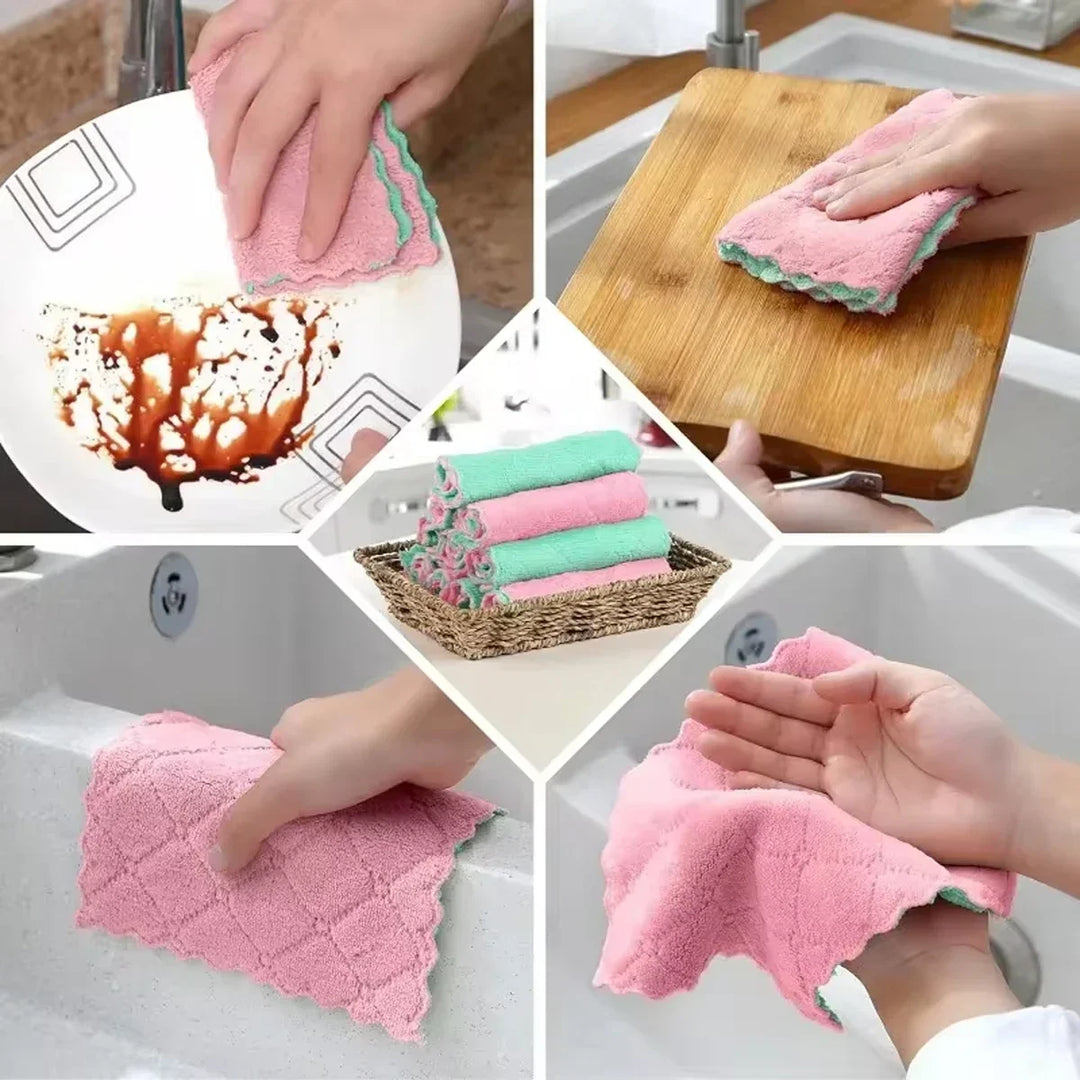 Reusable Cotton Dishwashing Cloths - 10-Pack Household Cleaning Towels in Random colours