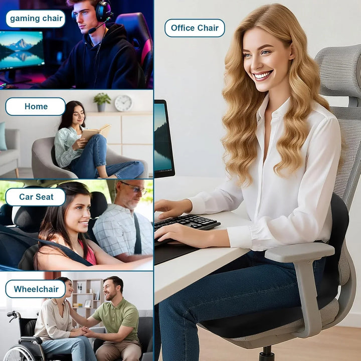 Memory Foam Seat Cushion – Ergonomic Lumbar Support for Office Chair and Car, Stress Relief