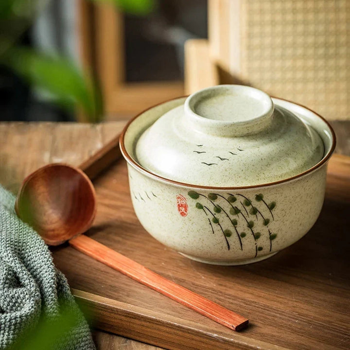 Instant Ramen Bowl With Lid Porcelain Large Capacity