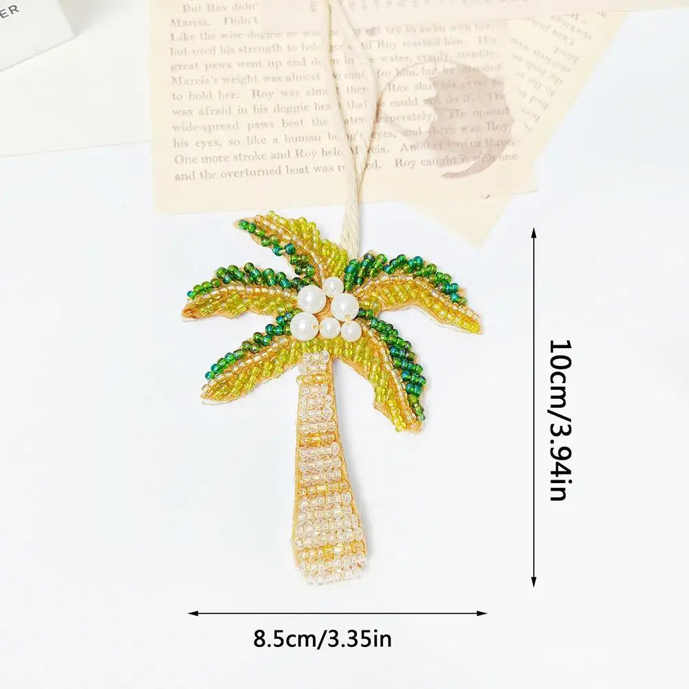 Coconut Tree Sequin Patch Keyring Bag Pendant Handmade