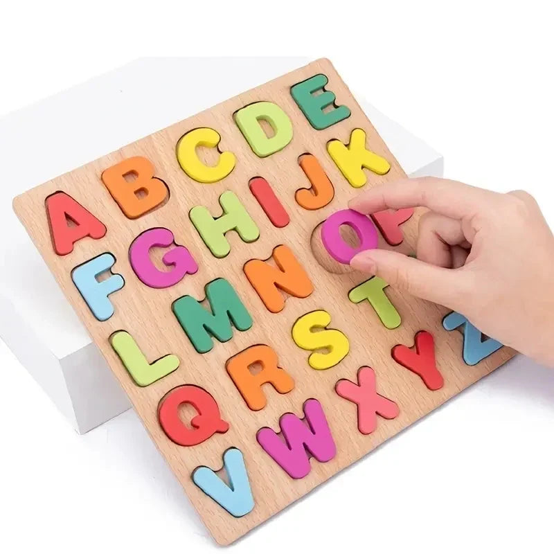 colourful Wooden Alphabet Number Puzzle for Kids Educational Game