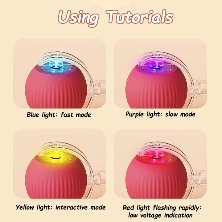 Plush Cat Interactive Ball Toy Automatic Rolling Ball - Rechargeable Smart Electric Toy for Cats and Dogs