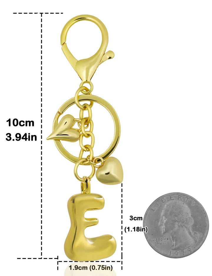 Personalized Keychain Gold Bubble Letter Bag Charm Gift