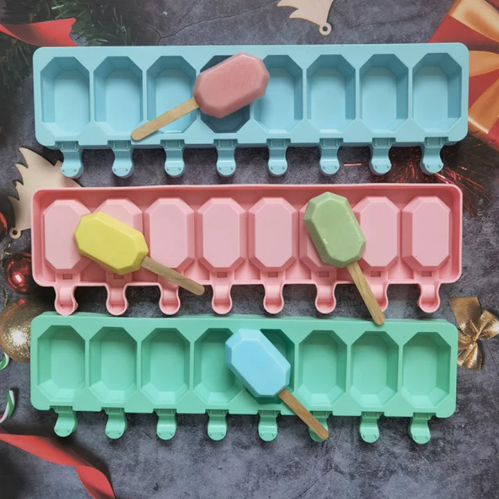 Hexagon Silicone Baking Mold, 8 Cavity Non-Stick Treat Mould for Ice Cream, Chocolates, and Cake Pops