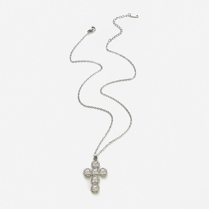 Cross Pendant Necklace Gold Tone - Cubic Zirconia Jewelry, Stainless Steel Chain, Fall 2026 Gift Idea