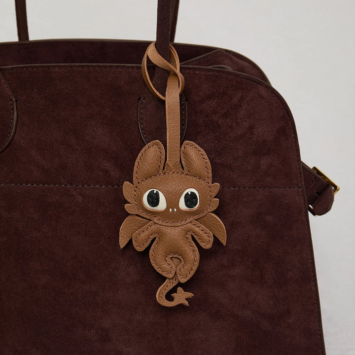 Leather Bag Charm No Face Keychain Black Cozy Cute Gift