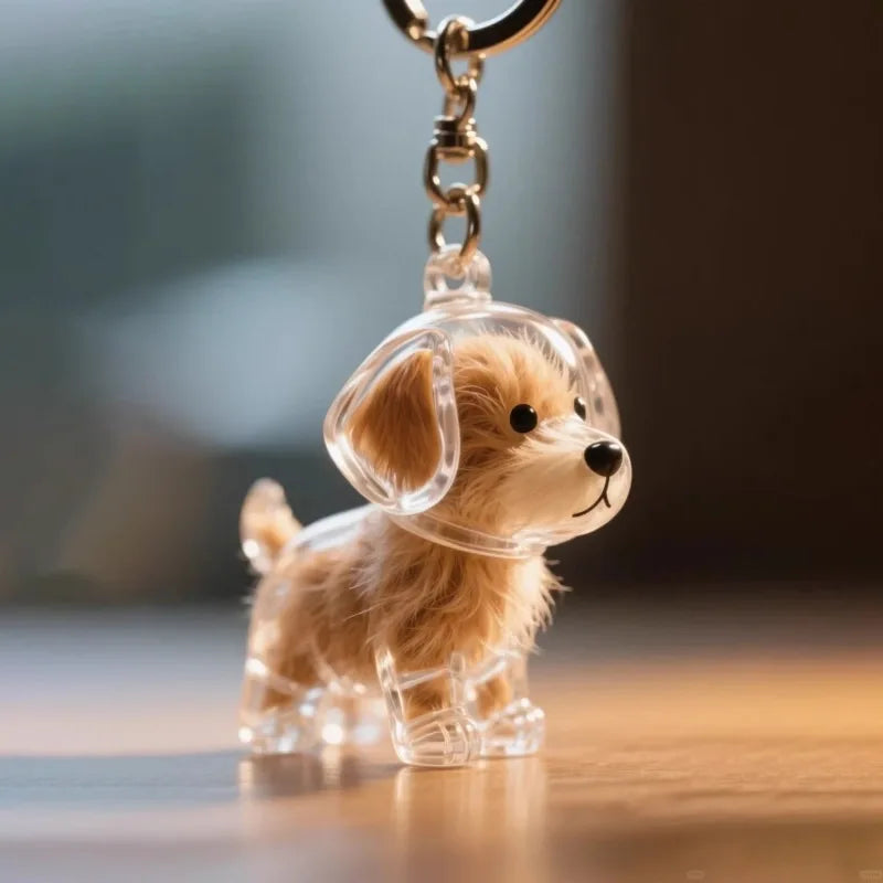 Dog Hair Keepsake Keychain Pendant Clear Resin Charm