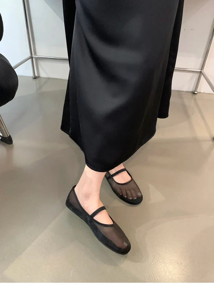 Lightweight Women’s Mary Jane Flats - Shallow Mesh, Casual
