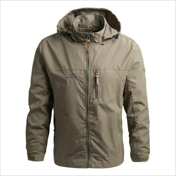 Waterproof Men Jacket – Hooded Windbreaker, Polyester, Autumn