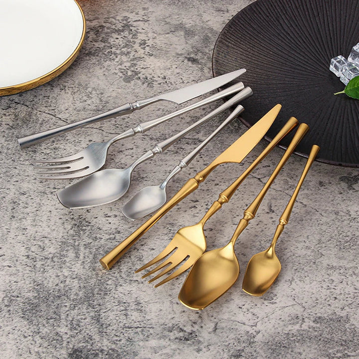Stainless Steel 18/10  Cutlery Set - Glossy Silver Dinnerware, Matte 304 Tableware for Gifts