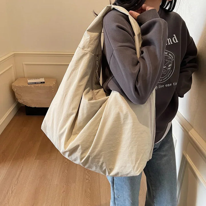 Lightweight Versatile Women Shoulder Bag - Slouchy Nylon