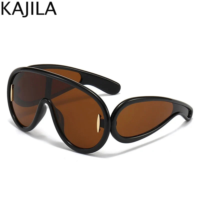 Sunglasses White Frame Oversized Wave Mask Goggles Y2K Punk Steampunk Eyewear TikTok Viral 2026