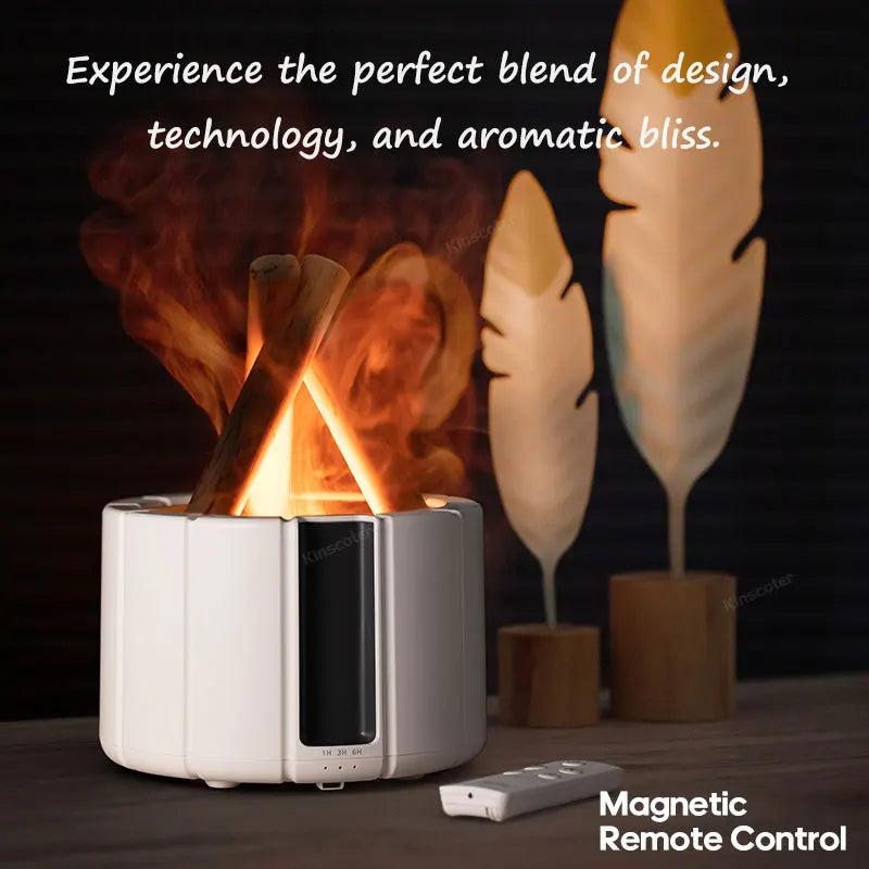 Simulated Flame Aroma Diffuser - Bonfire Air Humidifier, 280ml Ultrasonic Cool Mist Maker with LED Night Light