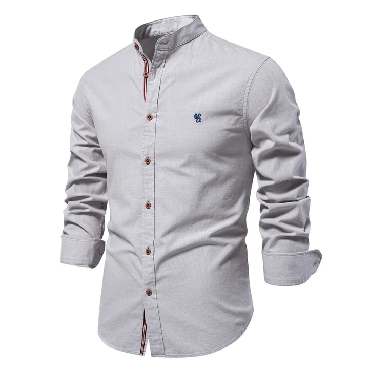 Cotton Long Sleeve Shirt for Men - Solid Color Casual Wear, High Quality