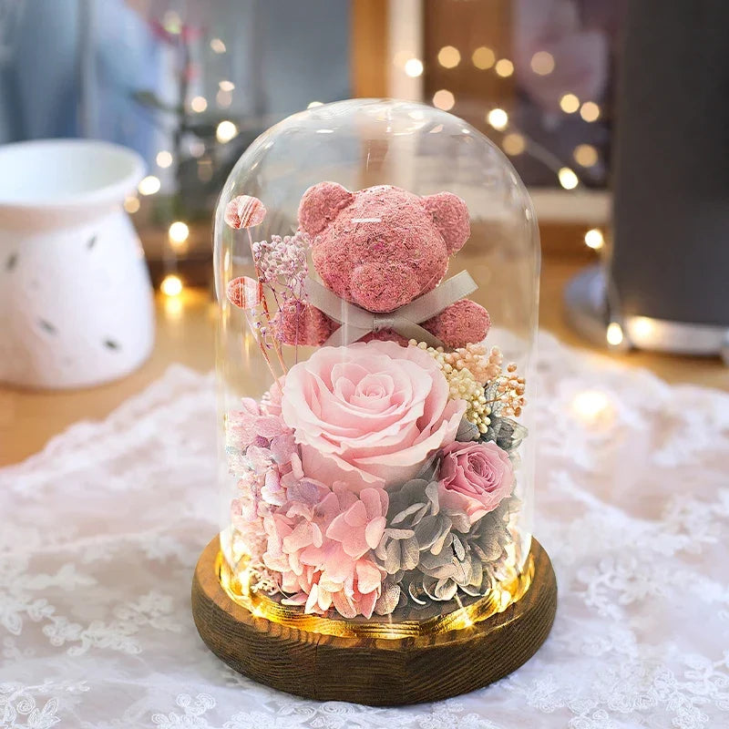 Eternal Preserved Rose Gift Box with Teddy Bear – A Thoughtful Valentine&