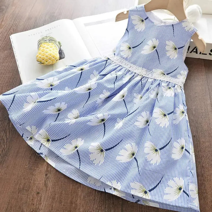 Lightweight girls’ dress – flowy a-line, floral butterfly print, casual wear for everyday adventures