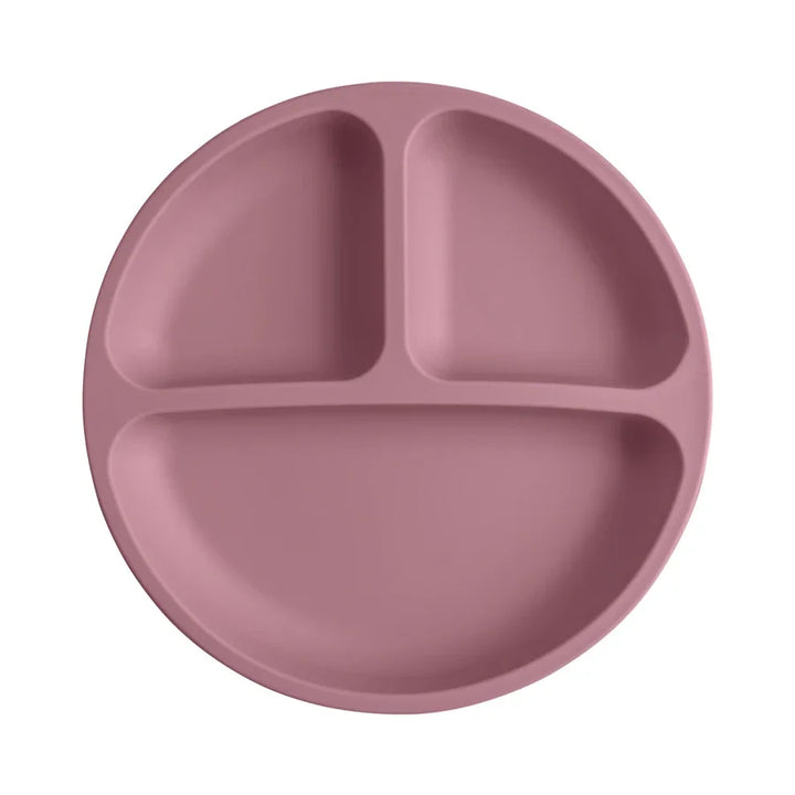 Silicone Baby Dining Plate with Suction Base, BPA Free Toddler Tableware, 8-Inch Divided Feeding Dish