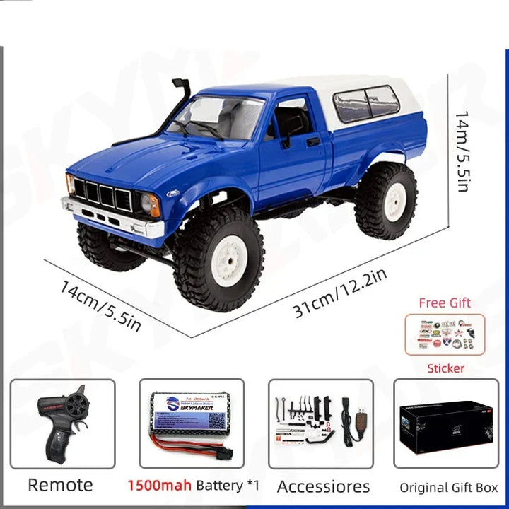 RC Car 1:16 Scale 4WD Rock Crawler Electric Off Road Buggy With LED Lights Gift For Kids 15-20 Min Run Time