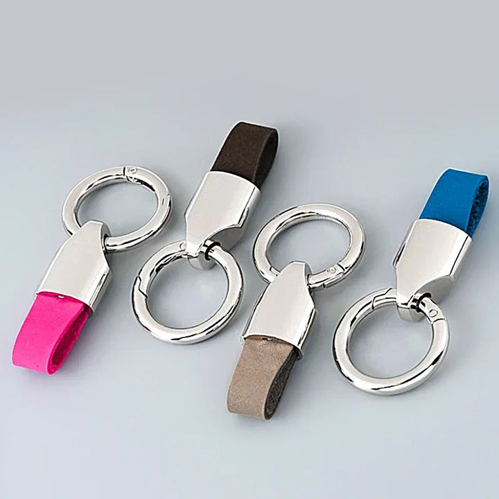 Cowhide Leather Keychain Carabiner Ring Everyday Carry