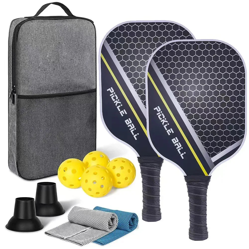 Lightweight Graphite Pickleball Paddle Set with Fiberglass Face and PP Honeycomb Core for Indoor and Outdoor Play