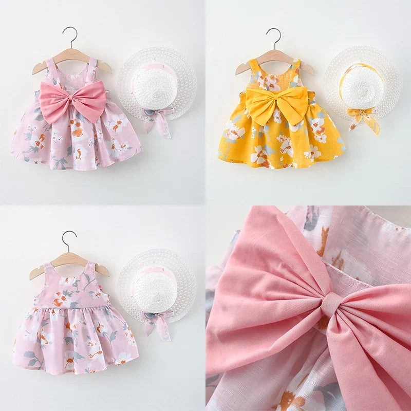 Soft baby girl dress – floral a-line, flowy cotton-polyester, for summer beach party