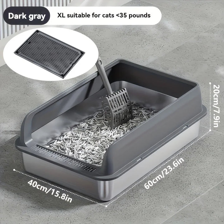 KEMORELA Extra Large Stainless Steel Cat Litter Box – Semi-Enclosed Leak-Proof High-Sided with Mat 2026