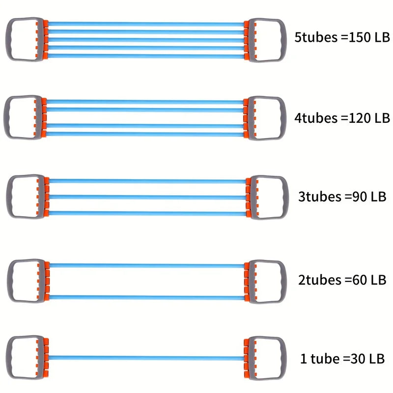 Rubber Tube Chest Expander Fitness Equipment - Adjustable Resistance for Arm &amp; Pectoral Training