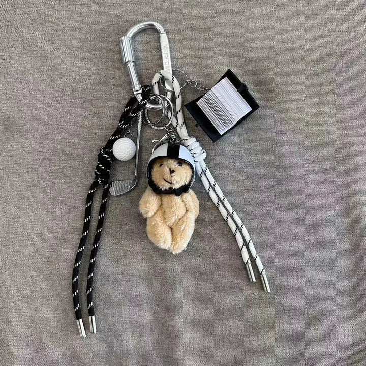 Braid Rope Bag Charm Leather Dachshund Keychain Aesthetic