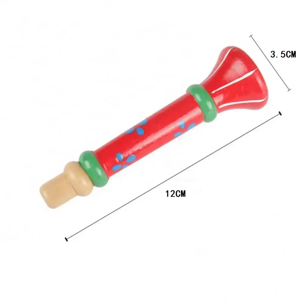 Wooden Trumpet Toy Horn Whistle - Musical Instrument for Kids, Early Educational Montessori Sound Training