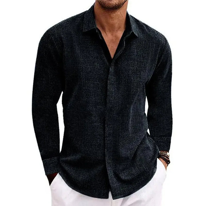 Men’s Long Sleeve T-Shirt – Loose Solid Color Casual Top for Plus Size Fashion