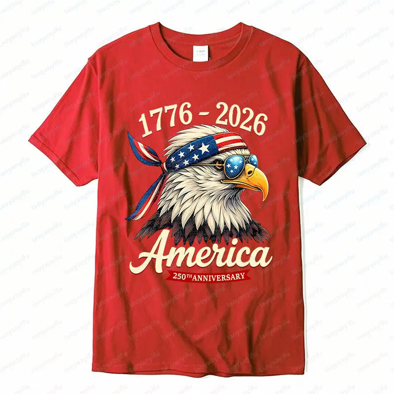 Soft Unisex Bald Eagle Graphic Tee - Short-Sleeve, Durable Cotton, For 250th Anniversary Independence Day Celebration