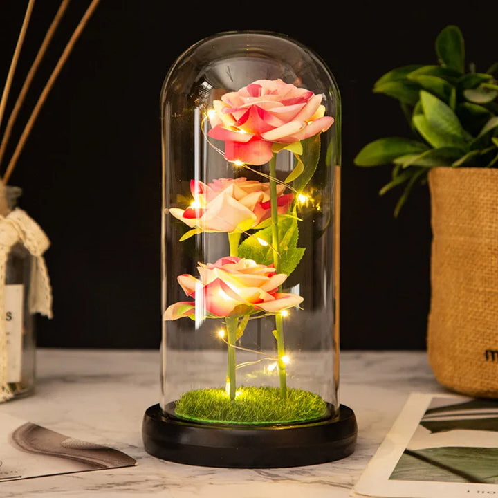 LED Rose Glass Cover Ornament - Romantic Valentine&