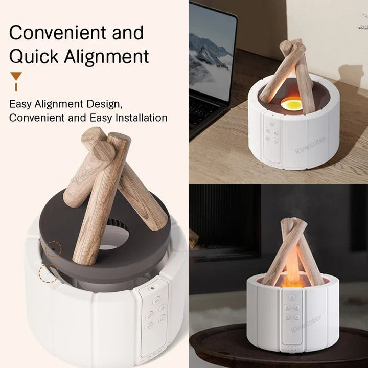 Simulated Flame Aroma Diffuser - Bonfire Air Humidifier, 280ml Ultrasonic Cool Mist Maker with LED Night Light