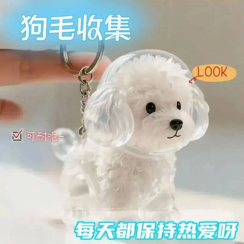 Dog Hair Keepsake Keychain Pendant Clear Resin Charm