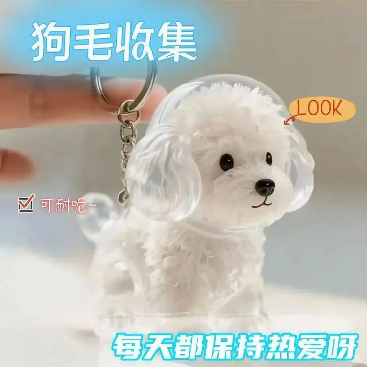 Dog Hair Keepsake Keychain Pendant Clear Resin Charm