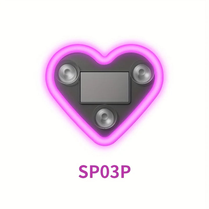 Car Window Neon Light Heart Shaped LED Interior Lamp TikTok Viral Fall 2026 Solar Powered Wiring Free