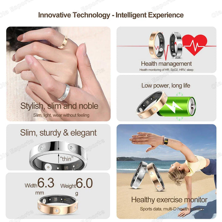 Smart Ring Health Tracker IP68 Waterproof Sleep Heart Rate Oxygen Monitor Fall 2025 Wellness Gift