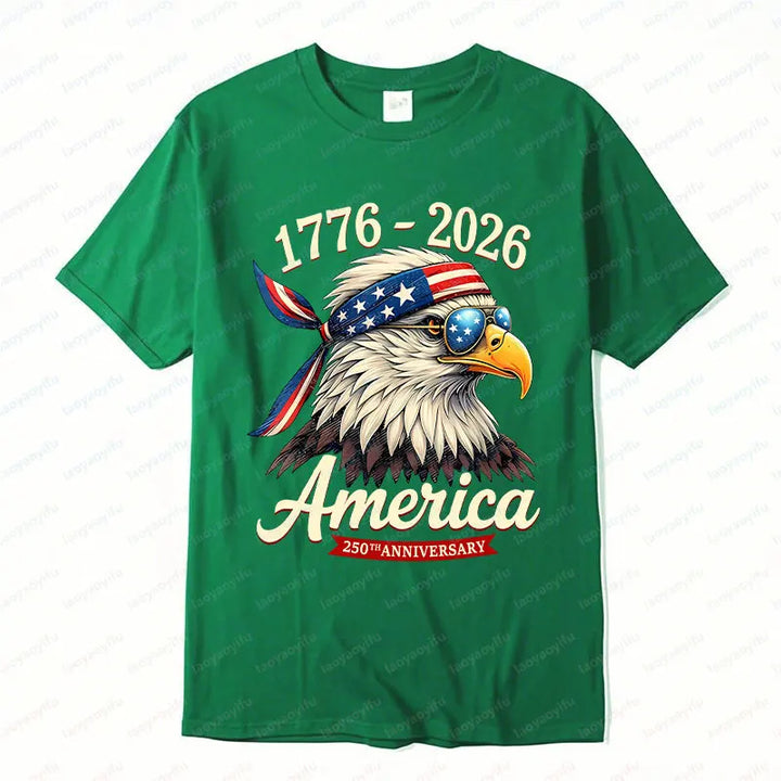 Soft Unisex Bald Eagle Graphic Tee - Short-Sleeve, Durable Cotton, For 250th Anniversary Independence Day Celebration