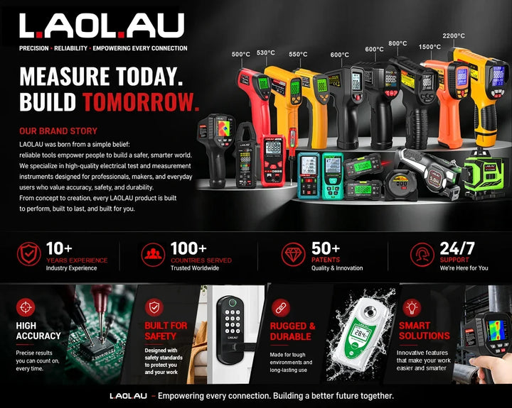 LAOLAU 2-in-1 Laser Tape Measure 5M/16FT – Type-C Rechargeable Class II Laser Auto-Lock Tool 2026