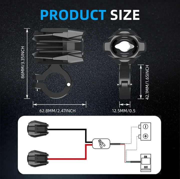 HAOLIDE LED Motorcycle Headlight 6000K – Auxiliary Fog Spot Light 3500K Strobe Off-Road Motorbike 2026