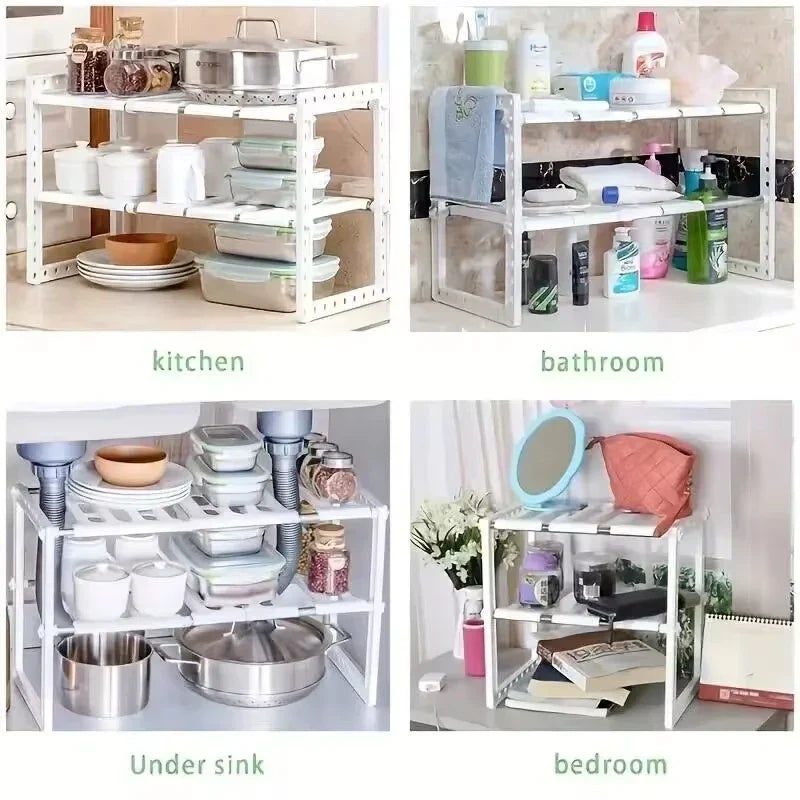 Stackable Sink Organizer Shelves - Home Organizers for Kitchen &amp; Bathroom Storage Solutions