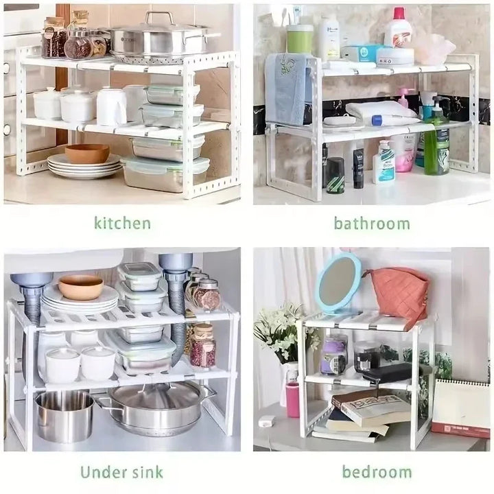 Stackable Sink Organizer Shelves - Home Organizers for Kitchen &amp; Bathroom Storage Solutions